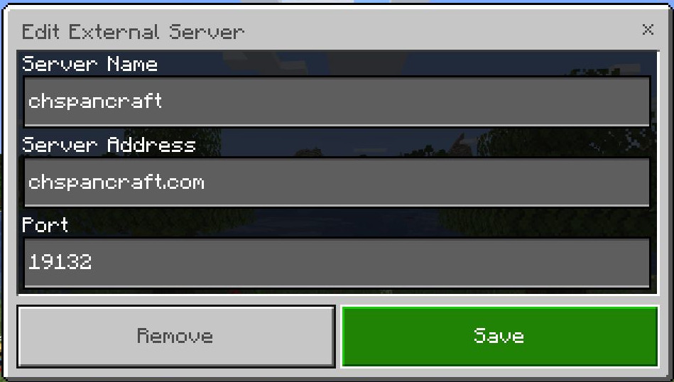 Server Info Save